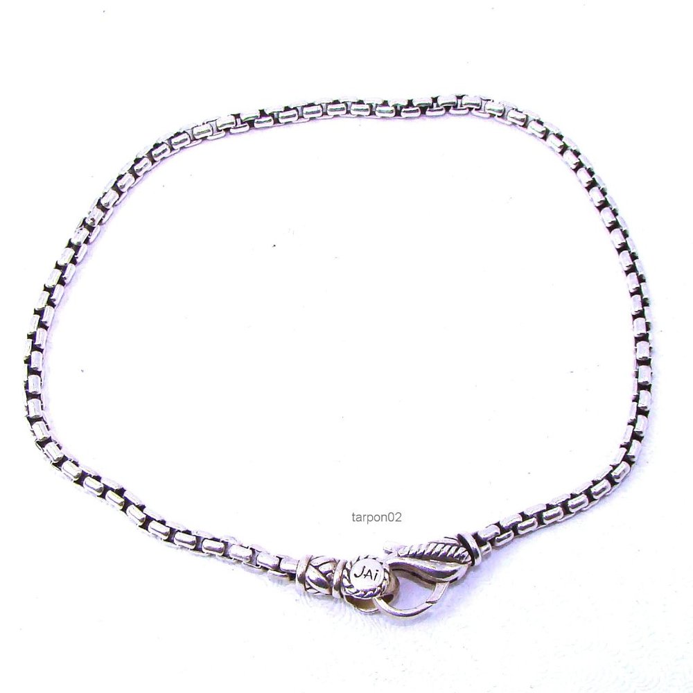John Hardy JAI Box Chain 2.7mm Sterling Silver Bracelet - Large 7-3/4" NIB
